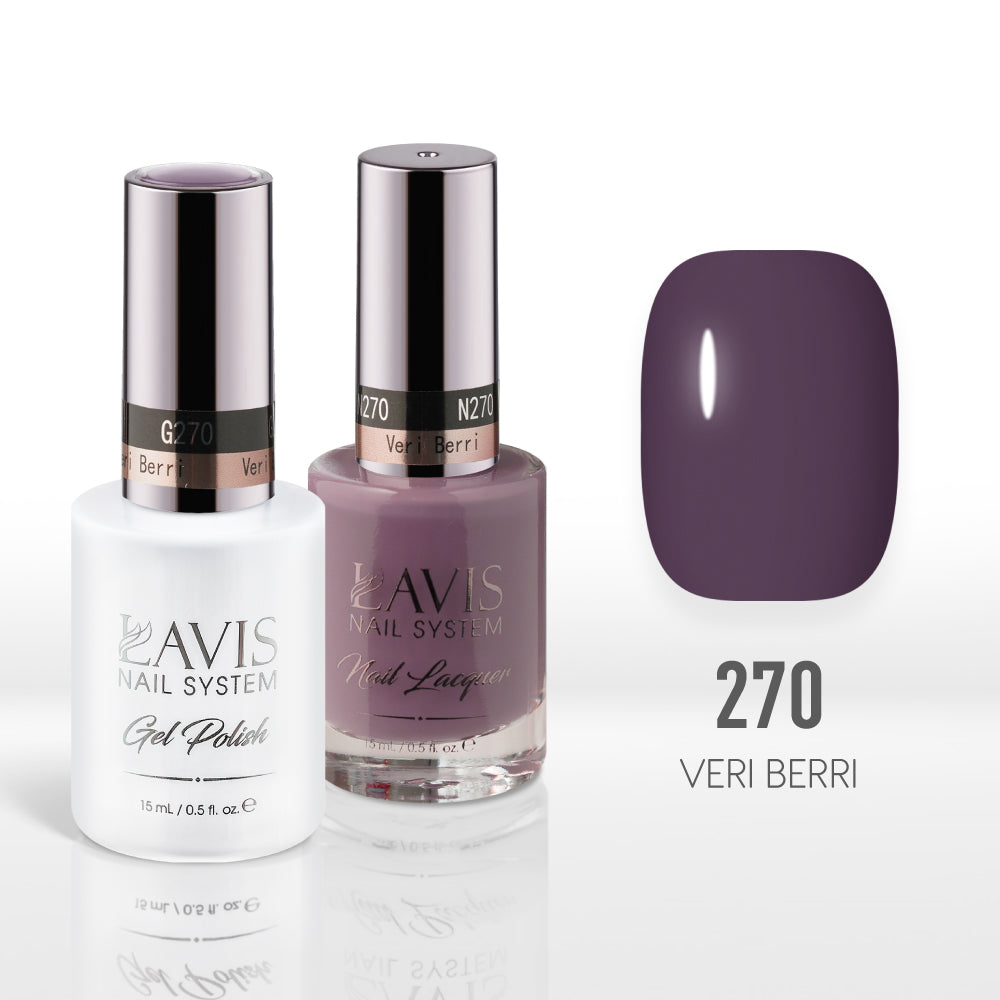 Lavis Gel Nail Polish Duo - 270 Mauve Colors - Veri Berri