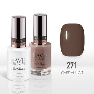 Lavis Gel Nail Polish Duo - 271 Brown Colors - Cafe Au Lait