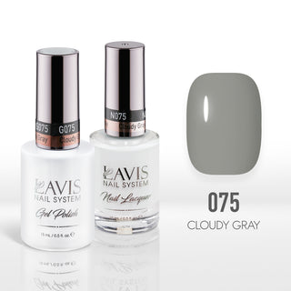 Lavis Gel Nail Polish Duo - 075 Gray, Beige Colors - Cloudy Gray