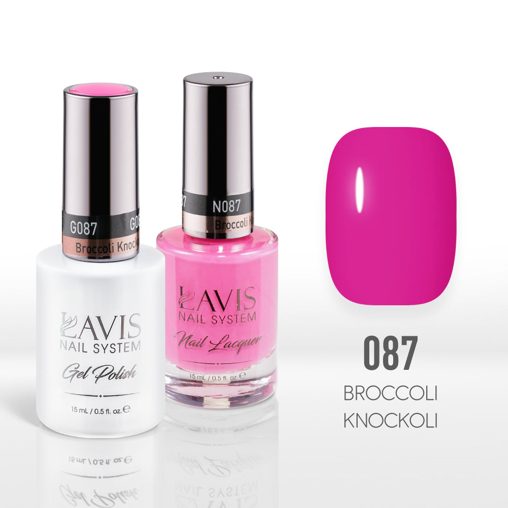 Lavis Gel Nail Polish Duo - 087 Pink, Neon Colors - Broccoli Knockoli