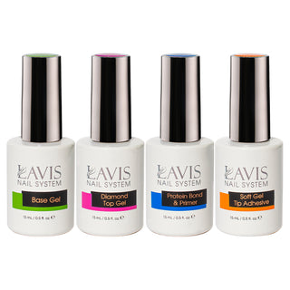LAVIS Gel Base, Diamond Top, Protein Bond & Primer, Soft Gel Tip Adhesive - 0.5 oz