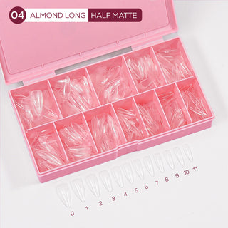 LDS - 04 Almond Long Half Matte Nail Tips (Full Cover)