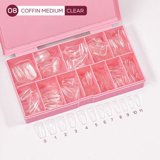 LDS - 08 Coffin Medium Clear Nail Tips (Full Cover)