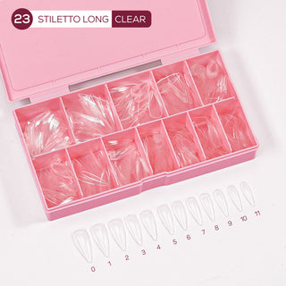 LDS - 23 Stiletto Long Clear Nail Tips (Full Cover)