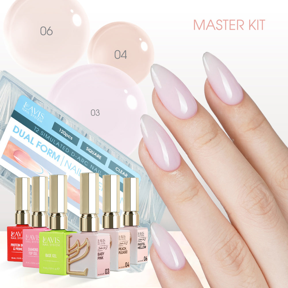 LAVIS Builder Gel in the Bottle Master Kit 2: 03, 04, 06, Dual Form, Base, Top, Protein Bond & Primer - 15ml