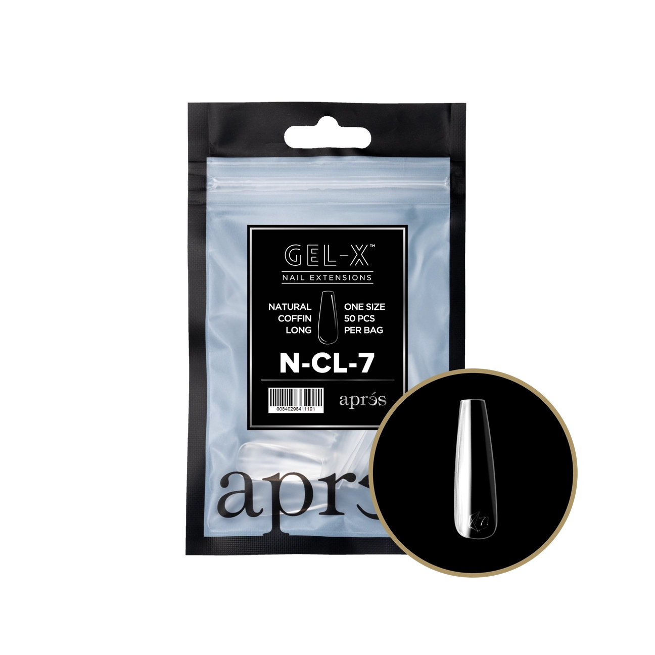APRES - Gel-X Natural Coffin Long #7 Refill Bag
