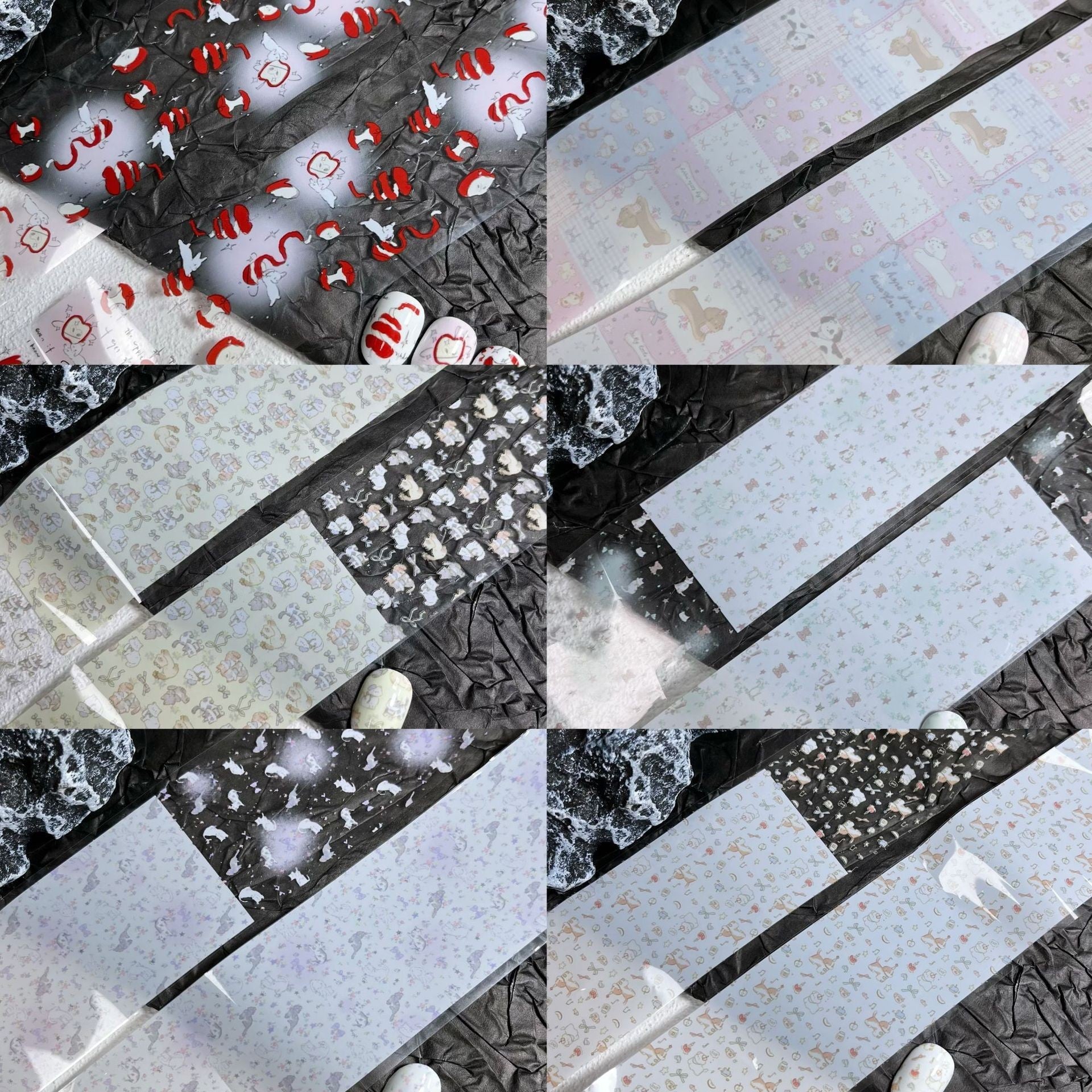 Nail Transfer Foil 3 - Cat & Bow & Flower Pattern - M363