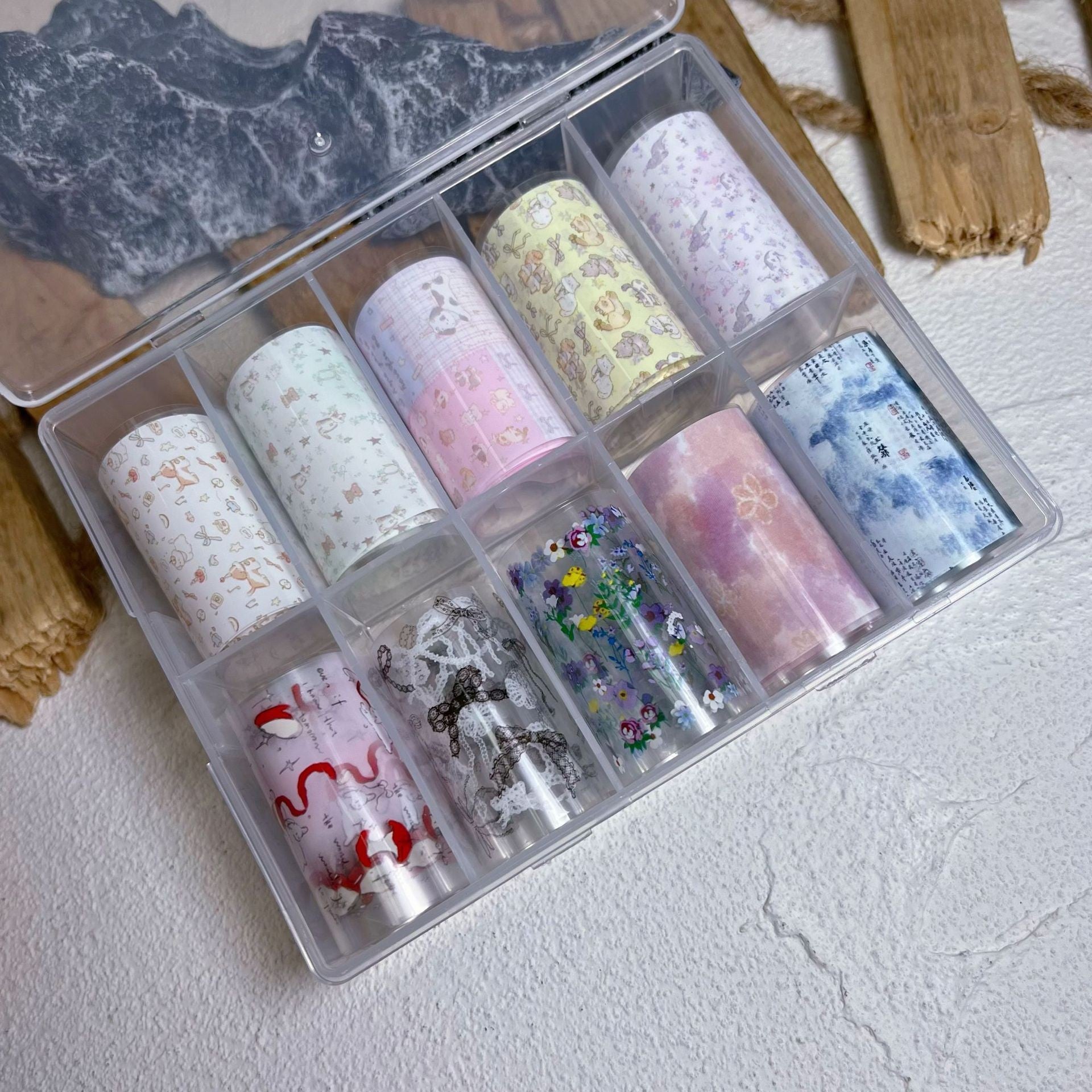 Nail Transfer Foil 3 - Cat & Bow & Flower Pattern - M363