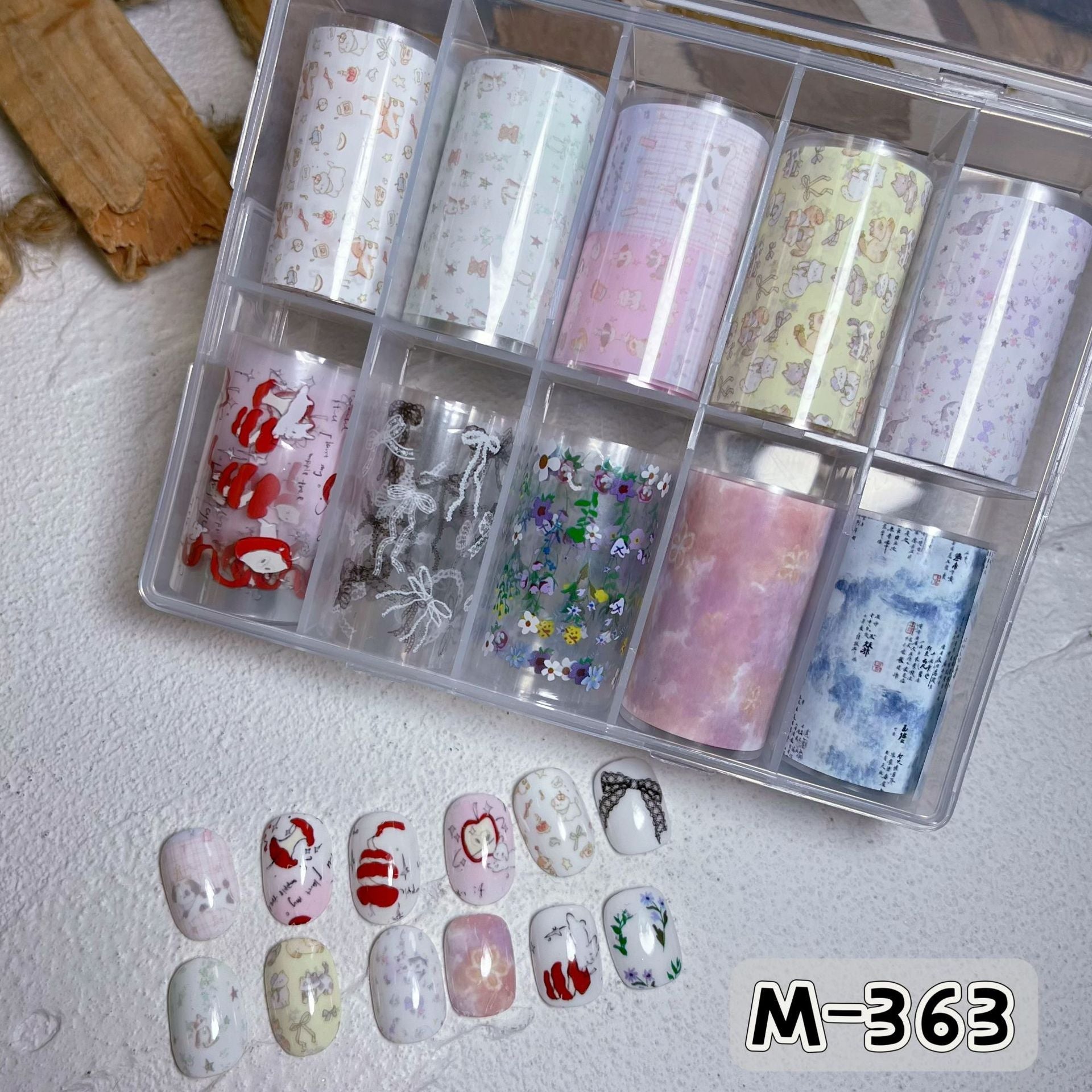 Nail Transfer Foil 3 - Cat & Bow & Flower Pattern - M363
