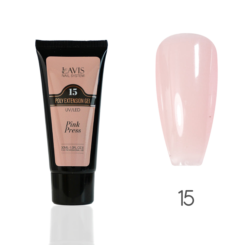 LAVIS Poly Extension Gel (ver 2) - 15 Pink Press - UV/LED 30ml