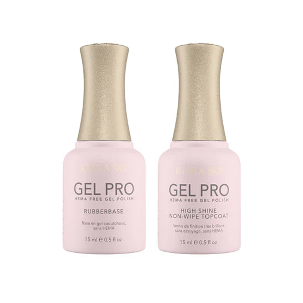 Kiara Sky Gel Pro Polish - HEMA-Free Rubber Base - High Shine Non-Wipe Top Coat