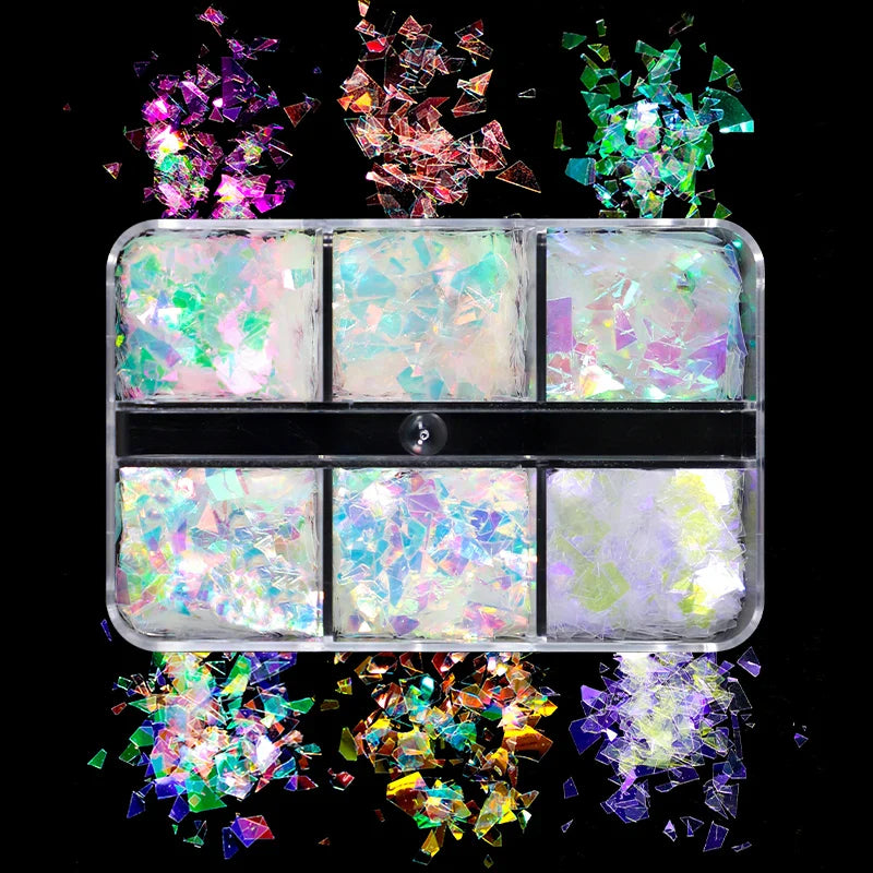 6 Grids of Iridescent Flakes- # 3