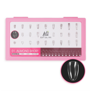 LDS - 01 Almond Short Clear Nail Tips (Full Cover)