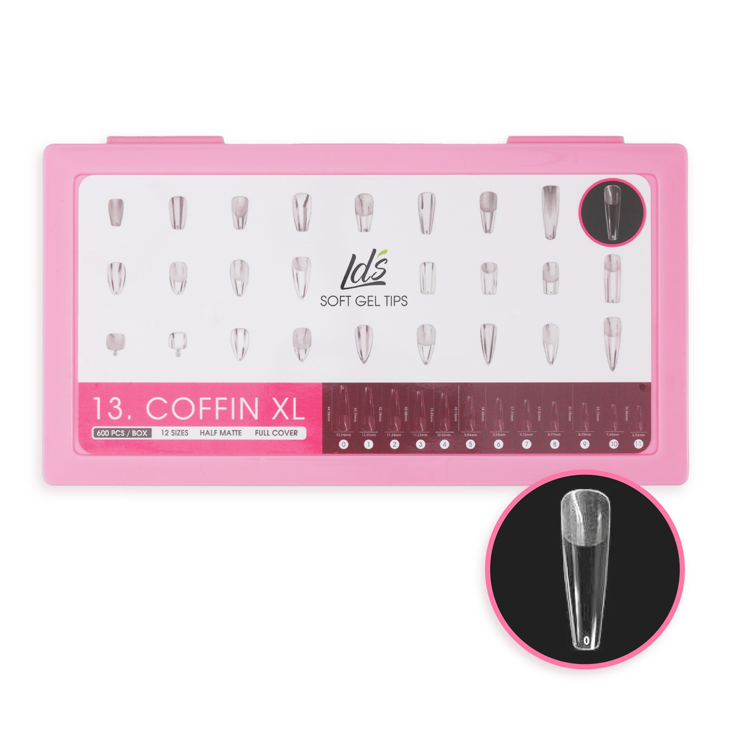 LDS - 13 Coffin XL Half Matte Nail Tips (Full Cover)