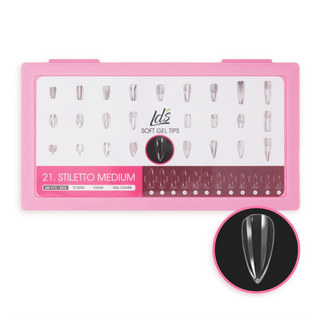 LDS - 21 Stiletto Medium Clear Nail Tips (Full Cover)