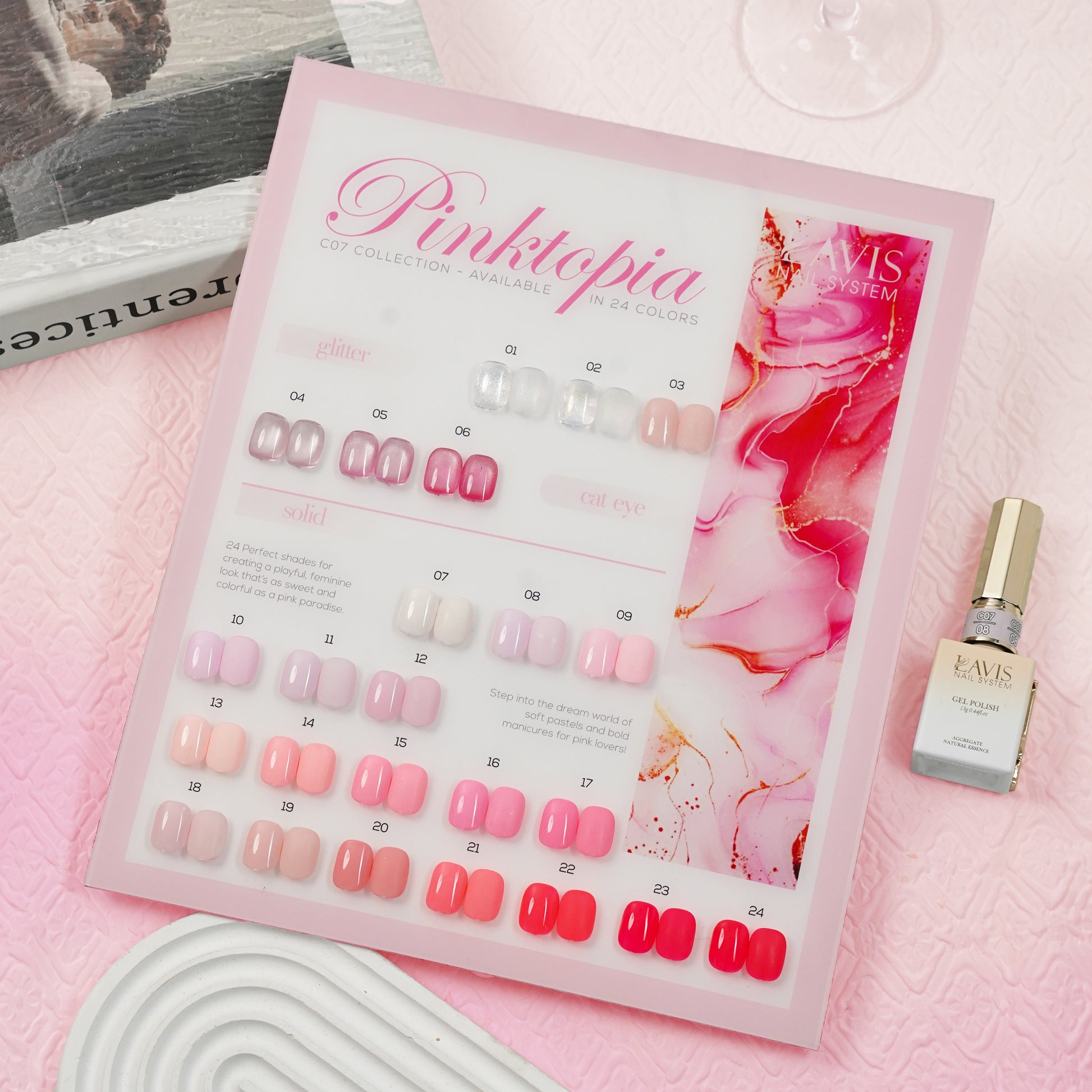 LAVIS C07 - Set 24 Colors - Gel Polish 0.5 oz - Pinktopia Collection