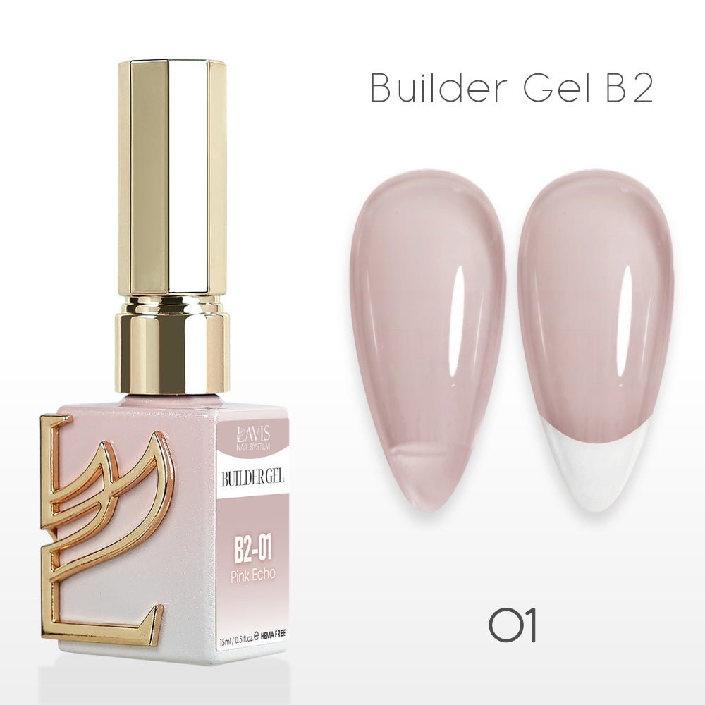 LAVIS Builder Gel In The Bottle (Ver 3) - B2 - 01 Pink Echo - Gel Polish 0.5oz - DTK Nail Supply