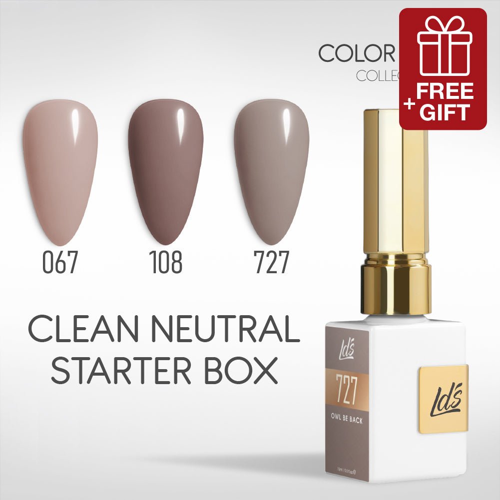 LDS Gel Set 3 - 22 - Clean Neutral Starter Box - 067, 108, 727 - DTK Nail Supply