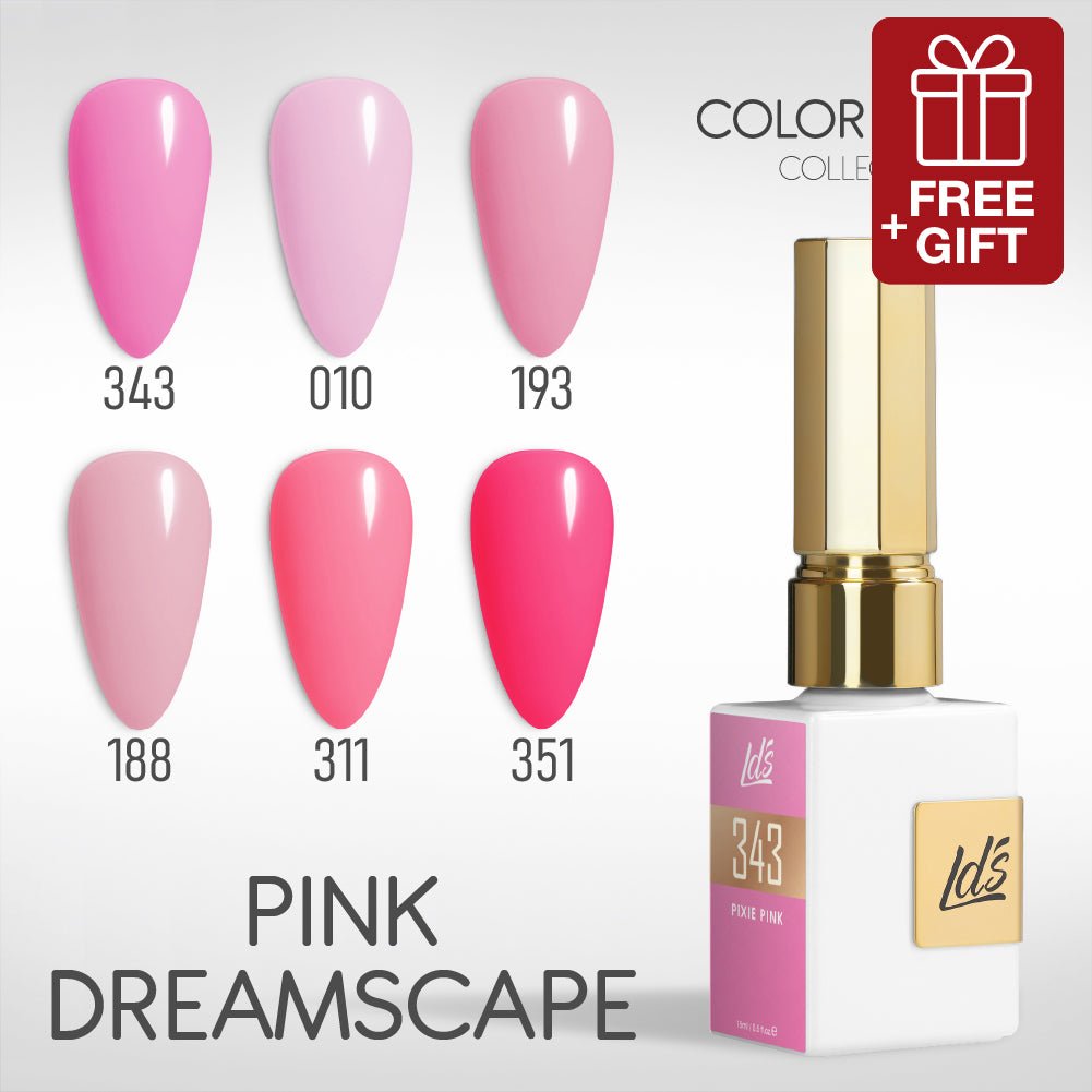 LDS Gel Set 6 - 10 - Pink Dreamscape - 343, 010, 193, 188, 311, 351 - DTK Nail Supply