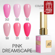 LDS Gel Set 6 - 10 - Pink Dreamscape - 343, 010, 193, 188, 311, 351 - DTK Nail Supply