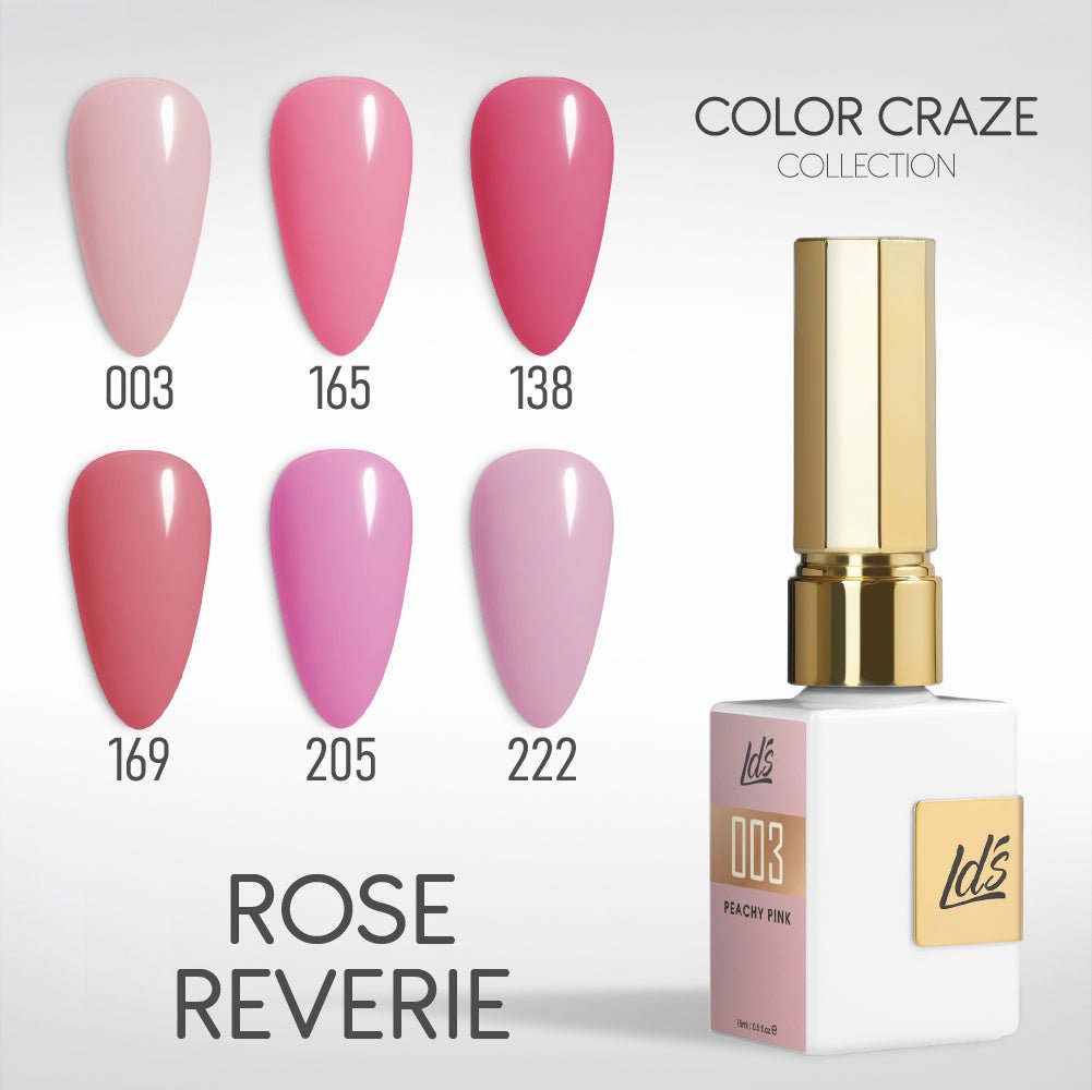 LDS Gel Set 6 - 5 - Rose Reverie - 003, 165, 138, 169, 205, 222 - DTK Nail Supply