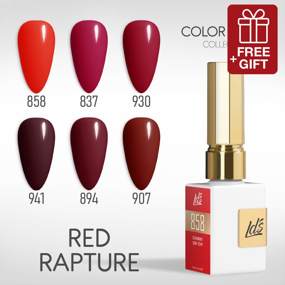 LDS Gel Set 6 - 6 - Red Rapture - 858, 837, 930, 941, 894, 907 - DTK Nail Supply