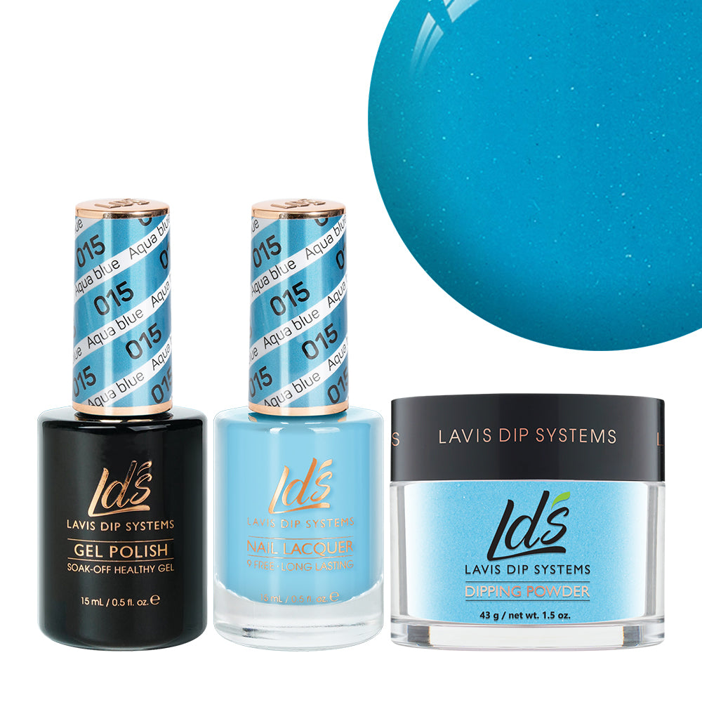 LDS 3 in 1 - 015 Aqua Blue - Dip (1.5oz), Gel & Lacquer Matching