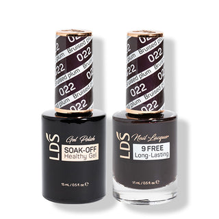LDS 022 Bruised Plum - LDS Gel Polish & Matching Nail Lacquer Duo Set - 0.5oz