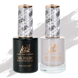 LDS 025 Gray Heather - LDS Gel Polish & Matching Nail Lacquer Duo Set - 0.5oz