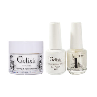 Gelixir 3 in 1 - 037 White Shimmer - Acrylic & Dip Powder, Gel & Lacquer