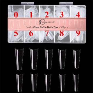 0461 - Clear Coffin Nails Tips - 500pcs