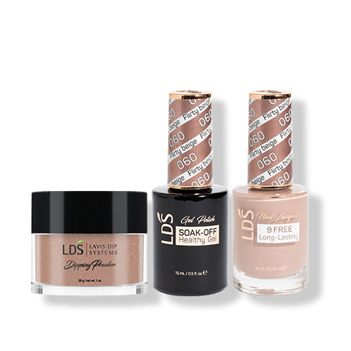 LDS 3 in 1 - 060 Flirty Beige - Dip (1oz), Gel & Lacquer Matching