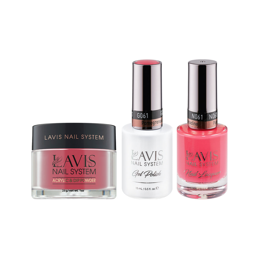 LAVIS 3 in 1 - 061 Pomegrenadine - Acrylic & Dip Powder (1oz), Gel & Lacquer