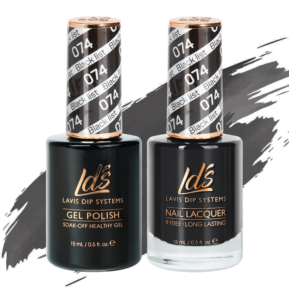 LDS 074 Black List - LDS Gel Polish & Matching Nail Lacquer Duo Set - 0.5oz