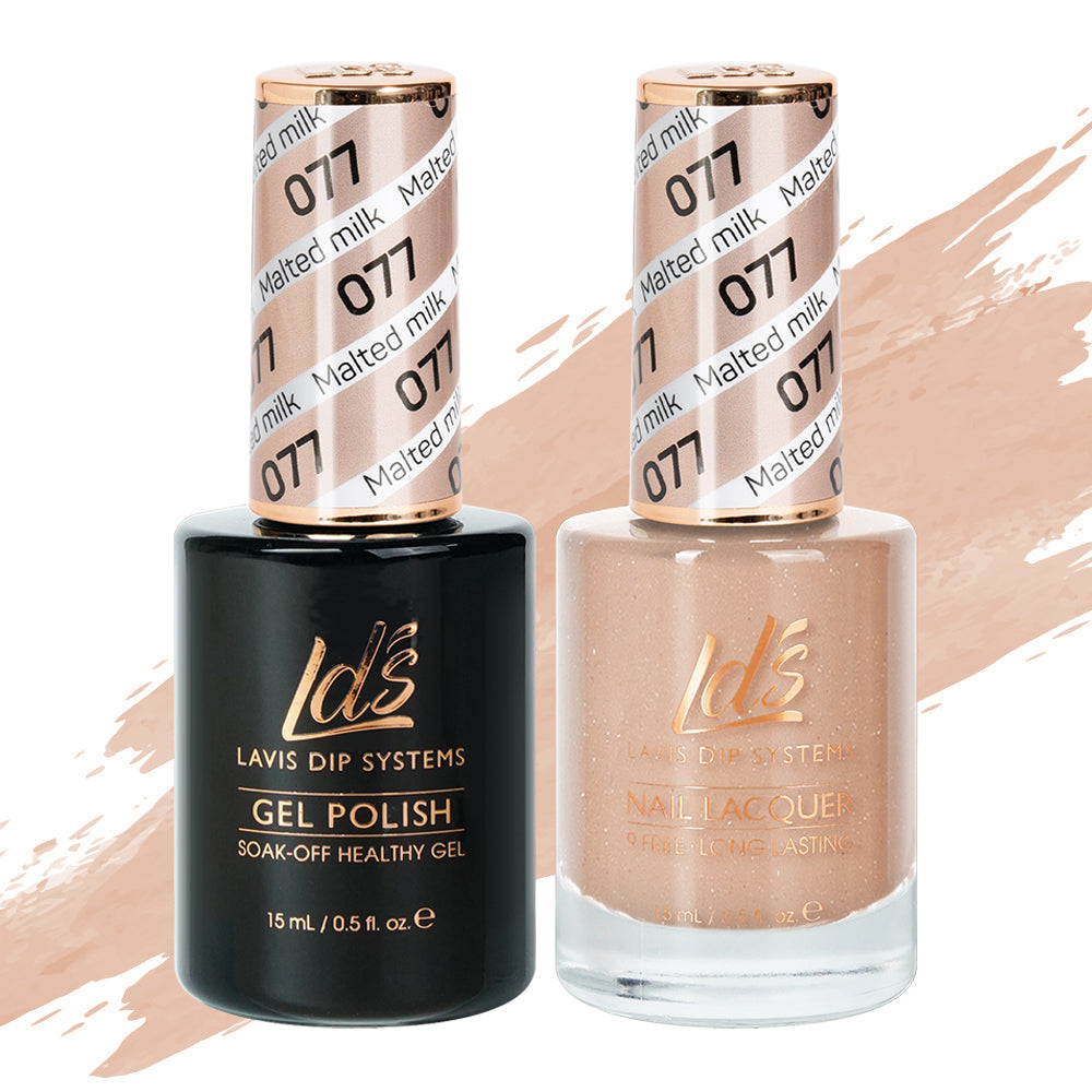 LDS 077 Malted Milk - LDS Gel Polish & Matching Nail Lacquer Duo Set - 0.5oz