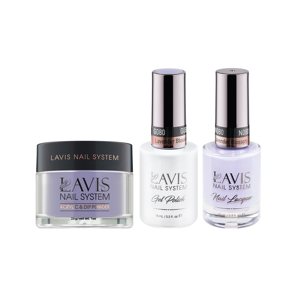 LAVIS 3 in 1 - 080 Lavender Blossom - Acrylic & Dip Powder (1oz), Gel & Lacquer