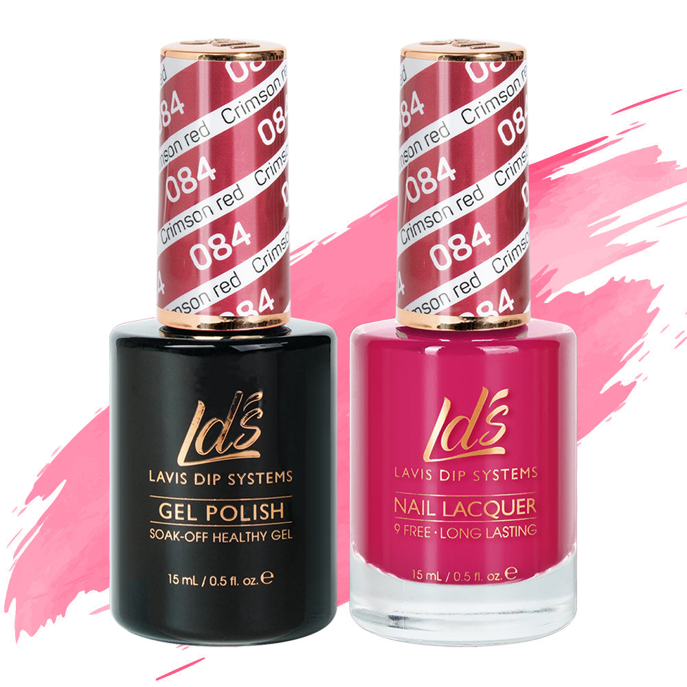 LDS 084 Crimson Red - LDS Gel Polish & Matching Nail Lacquer Duo Set - 0.5oz