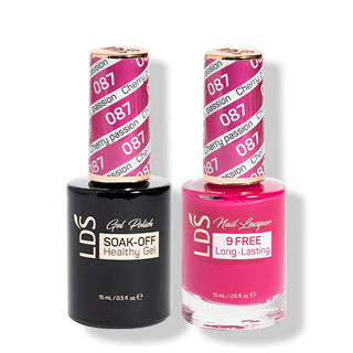 LDS 087 Cherry Passion - LDS Gel Polish & Matching Nail Lacquer Duo Set - 0.5oz