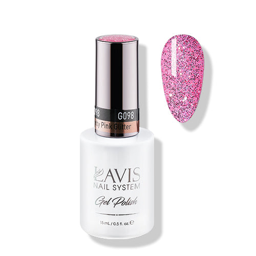 Lavis Gel Polish 098 - Pink Glitter Colors - Pretty Pink Glitter