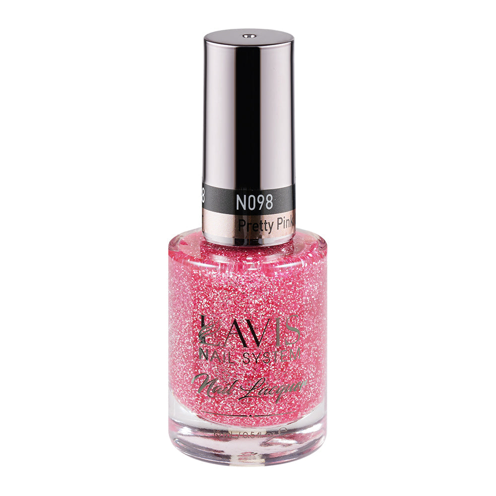 LAVIS 098 Pretty Pink Glitter - Nail Lacquer 0.5 oz by LAVIS NAILS sold by DTK Nail Supply