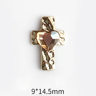 LX2 #031-039 2PCS Heart Cross Gold Charm