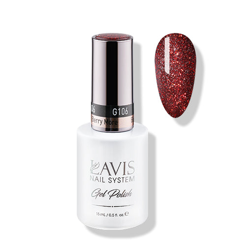 Lavis Gel Polish 106 - Red Glitter Colors - Berry More