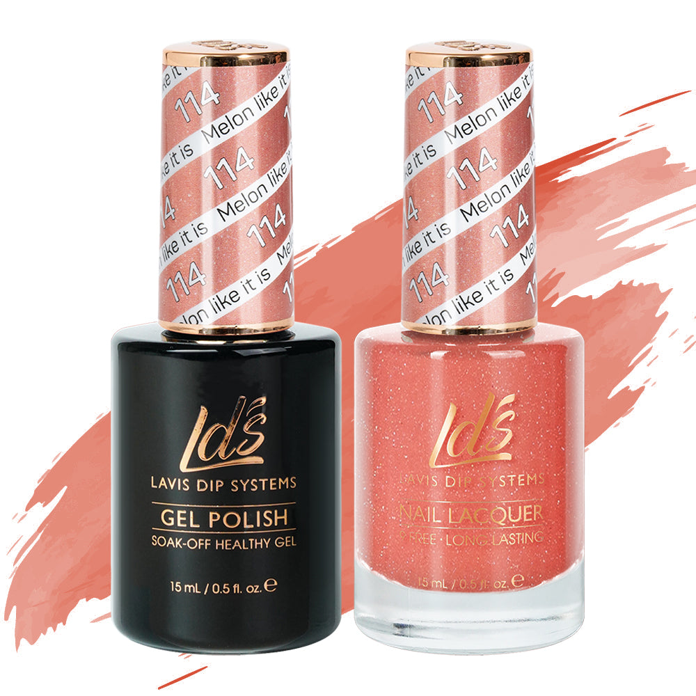 LDS 114 Melon Like It Is - LDS Gel Polish & Matching Nail Lacquer Duo Set - 0.5oz