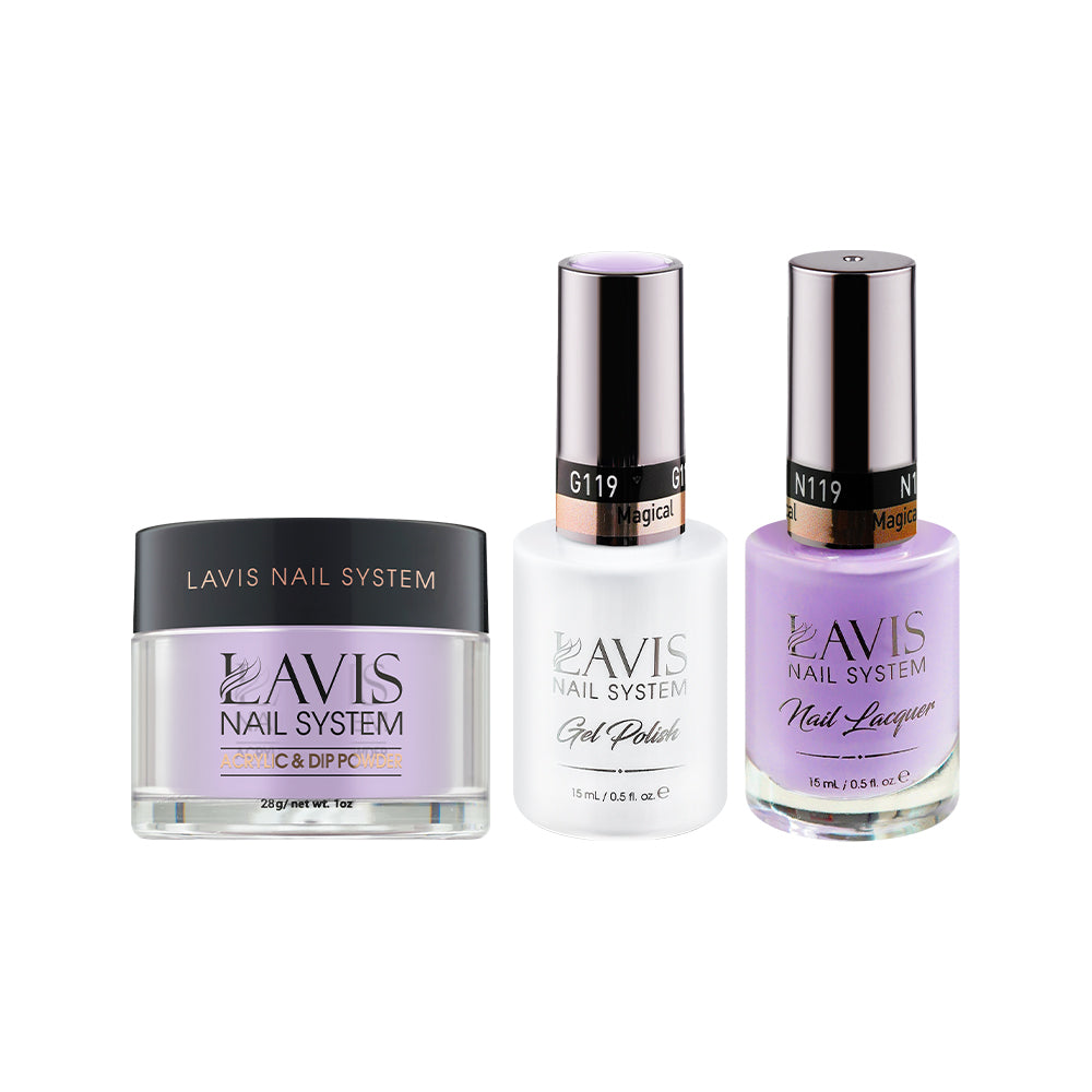 LAVIS 3 in 1 - 119 Magical - Acrylic & Dip Powder (1oz), Gel & Lacquer