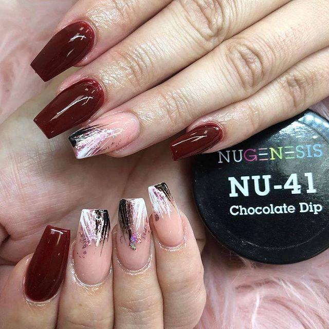 NuGenesis Red Dipping Powder Nail Colors - NU 041 Chocolate Dip