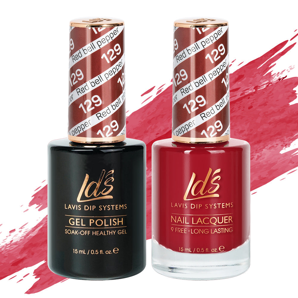 LDS 129 Red Bell Pepper - LDS Gel Polish & Matching Nail Lacquer Duo Set - 0.5oz