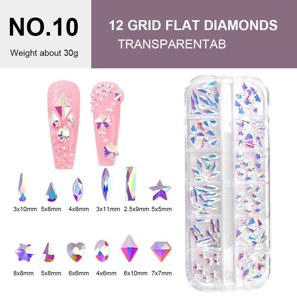  12 Grid Flat Diamonds - #10 Transparent AB by Rhinestones sold by DTK Nail Supply