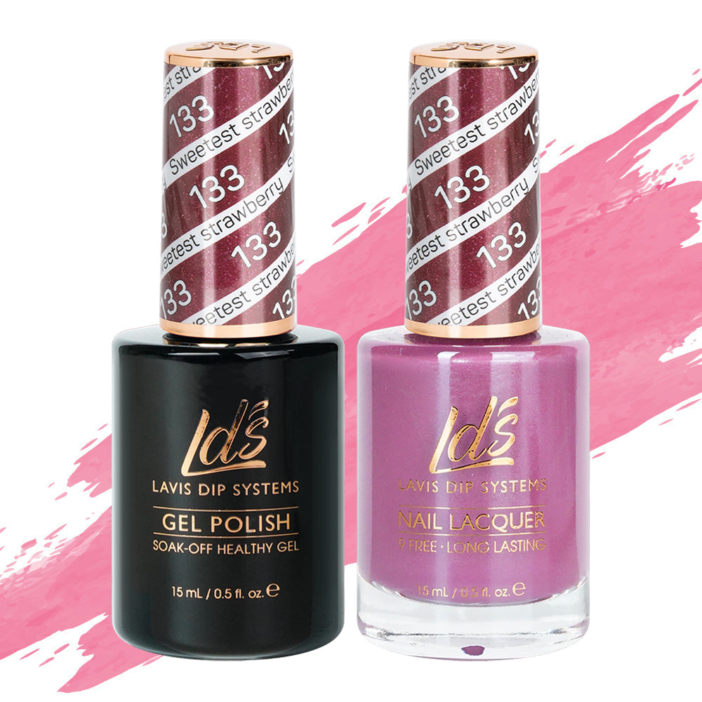 LDS 133 Sweetest Straberry - LDS Gel Polish & Matching Nail Lacquer Duo Set - 0.5oz