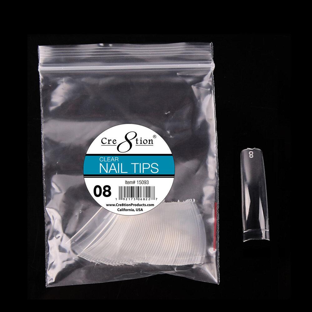 Cre8tion Nail Tips - 15093 - Clear Size 08: 50pcs/bag