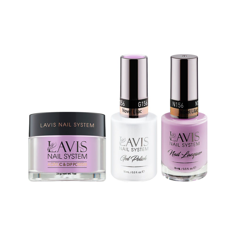 LAVIS 3 in 1 - 156 Novel Lilac - Acrylic & Dip Powder (1oz), Gel & Lacquer